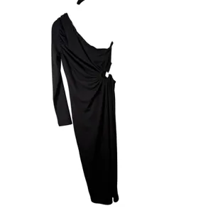 Hello Molly Black One‎ Shoulder Midi Dress Side Cutout Womens US 4 AU 8 thumbnail 2