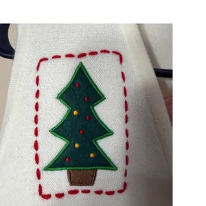 Crystal Kobe Womens Ivory Christmas Sweater Vest‎ Embroidered Holiday Trees M thumbnail 6