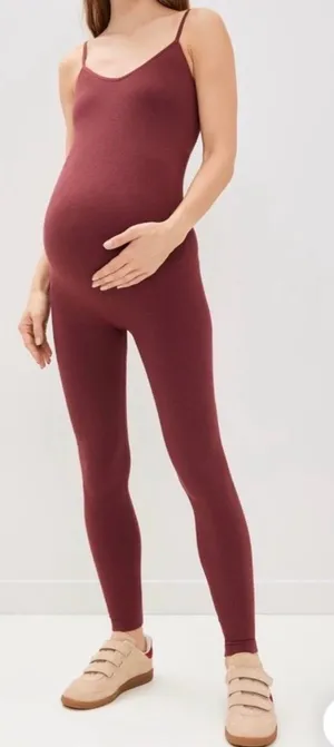 HATCH The Body Rib Unitard Ribbed Jumpsuit Maternity Size Small in Cinnamon thumbnail 1