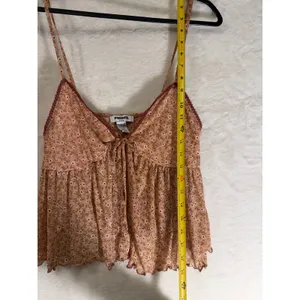 RSQ Floral Mesh Camisole Top Womens XL‎ Pink Babydoll Lettuce Edge Cottagecore thumbnail 7