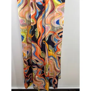Nicole Miller New York‎ Abstract Swirl Print V-Neck Maxi Dress Multicolor M NWT thumbnail 10