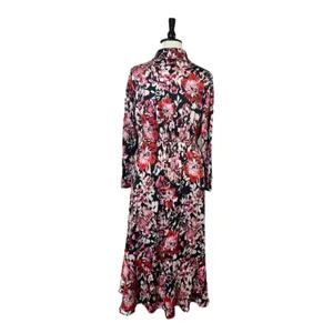 Lane Bryant Maxi Dress Faux Wrap Shawl Black Pink Floral Satin Women’s Size 18 thumbnail 6