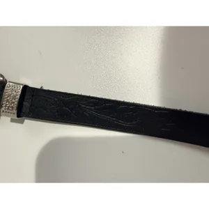 Vintage Nicole Black Suede Silver Western Buckle Belt - M/L 38.5" Slim‎ thumbnail 5