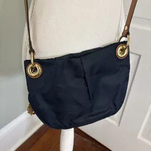 Vince Camuto Cris Blue Nylon Brown‎ Leather Crossbody Tassel Bag Gold thumbnail 4