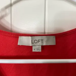 NWOT LOFT‎ Women’s bright orange ruffle sleeve hem v-neck cut blouse top medium thumbnail 3
