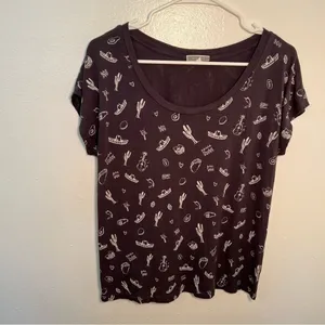 Pleione‎ Women's Size Small T-Shirt Gray Scoop Neck Southwest Sombrero Chips thumbnail 2