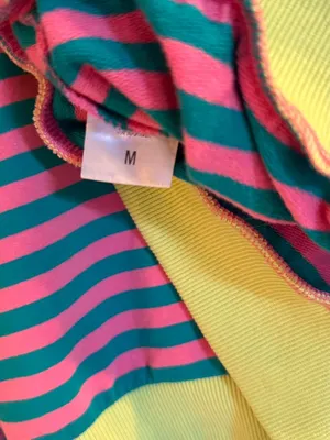 Striped Medium Sweatshirt Pull Over Pink Blue Neon Yellow Green Boho Oversized thumbnail 6