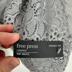 Free Press Gray Lace Sport Bralette‎ Lingerie Removable Pads Medium thumbnail 5