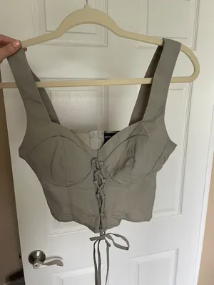 Pretty Little Thing Grey Crop corset blouse thumbnail 1