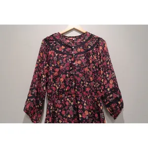 Loft Floral Clip Tiered Button‎ Puff Sleeve Fall Floral Dress Size Medium Tall thumbnail 10