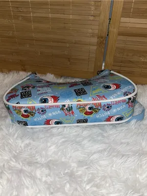 Von Dutch Blue Jax Shoulder Bag Y2K Eye Print Charm Chain Purse NWT Rare thumbnail 4