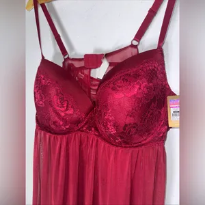 NWT Cosmopolitan Babydoll‎ Red Lace Mesh Nightgown 2 Piece Set Size 3X thumbnail 3