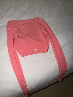 Alo yoga coral long sleeve ballet knot Pilates top size small thumbnail 3