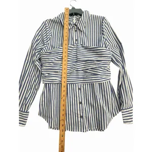 Veronica Beard Shirt Small Blue White Striped Nautical Baylor Top Blouse #GG6-6 thumbnail 8