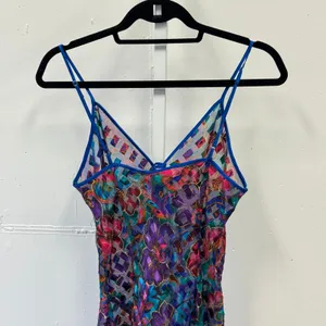 Vintage Victoria's Secret Gold Label‎ Bodysuit Floral Metallic Sheer Blue M 90s thumbnail 5