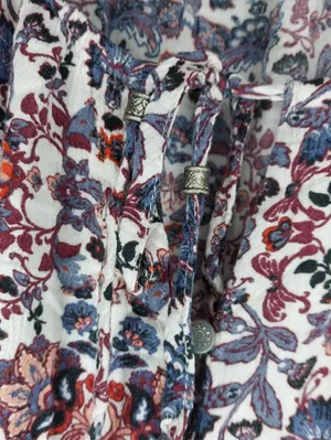 American Eagle Boho Floral Festival Hippie Peasant Concert Smocked Waist Romper thumbnail 7
