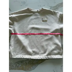 Puma Womens Crewneck‎ Sweatshirt Beige Tan Logo Patch Fleece Pullover Large thumbnail 3