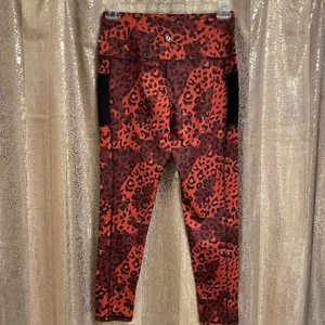 LegEnd Burnt Orange Leopard Cheetah Print Athletic Leggings, XL NWT thumbnail 2
