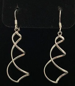 Sterling Silver Twirl Swirl Dangle Earrings thumbnail 1