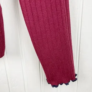 J. Crew Contrast Trim Ribbed Long Sleeve Roll Neck T-Shirt Size XS Maroon K3235 thumbnail 6