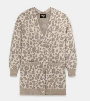 UGG Tomara Alpaca Wool blend Relaxed fit Leopard Print Cardigan thumbnail 2