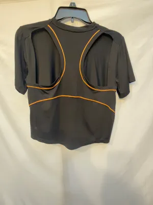 Lululemon Ventilated Open-Back Training T-Shirt in Black with Orange Soda trim thumbnail 8