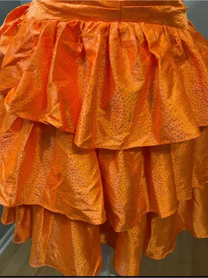 Boutique #25-4 Vibrant Orange sweetheart A line three ruffle tier silver dot-Size 0 (XS) thumbnail 9