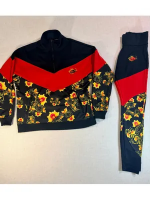 Nike Russian Floral Khokhloma Windrunner Half Zip Pullover & Leggings Set M S thumbnail 2