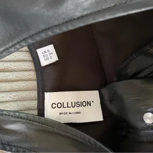 ASOS Collusion‎ Black Leather Mini Dress Size 2 thumbnail 4