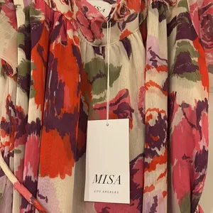 MISA Los Angeles Kasey Floral-Print Chiffon Mini Dress, NWT thumbnail 5