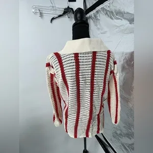New‎ Knit sweater red and beige size large thumbnail 3