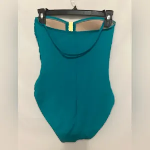 La Blanca Blue Gold Medallion Halter‎ Ruched One Piece Swimsuit Size 6 thumbnail 6