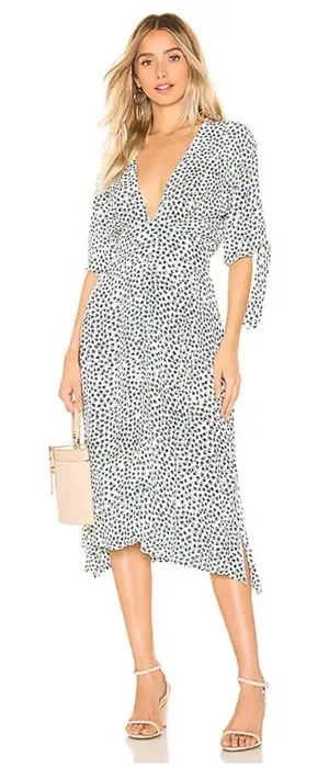 FAITHFULL THE BRAND Women's Blue Rae Casual Floral Print Nina Midi Dress Size 4 thumbnail 1