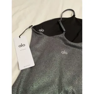 Alo Yoga Alosoft Ribbed Shimmer Bodysuit Dark Grey Iridescent Size S NWT thumbnail 7