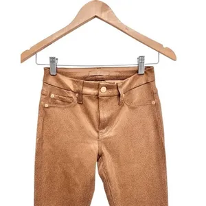 7 For All Mankind Skinny Pants Cognac Brown Crackle Metallic Size 24 NEW thumbnail 4