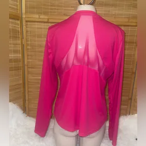 Layer8 hot pink quick dry long sleeve tee with mesh shirt top woman’s large thumbnail 3