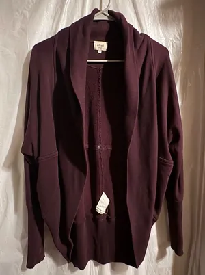 Aritzia Wilfred Diderot Cocoon Cardigan Sweater Women's XS Burgundy Open Front‎ thumbnail 1
