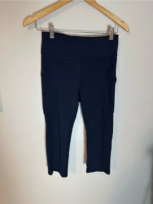 Lululemon Invigorate high rise crop leggings navy 17” thumbnail 3