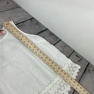 Marina Luna Linen White Crochet Trim Sleeveless Top size Medium thumbnail 13