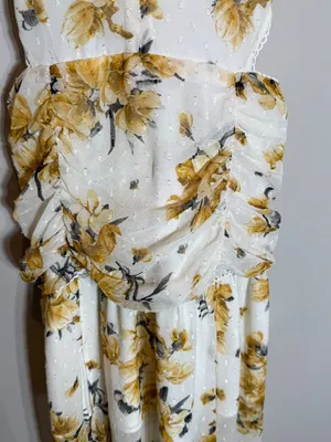 Hello Molly Just Us Floral Maxi Dress Womens Medium White Yellow Slits Open Back thumbnail 11