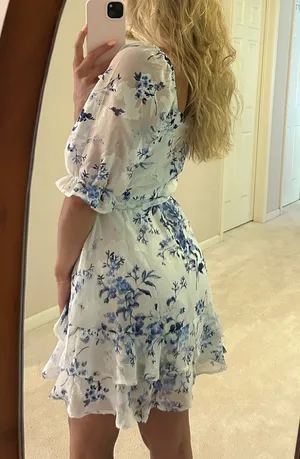 Francesca's Blue & White Floral Mini Dress thumbnail 3