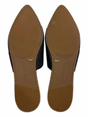 NWOB Lucky Brand Bidimin Mule in Black Leather Pointed Toe Flat Slip On Size 9.5 thumbnail 4