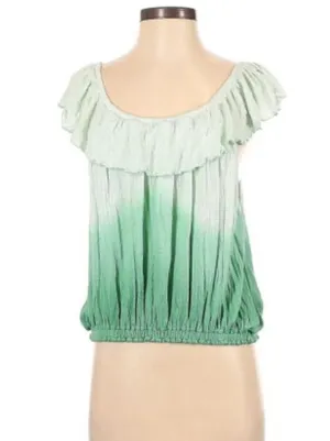 Free People Cora Lee Green and White Off the Shoulder Ombré Top, EUC, Medium thumbnail 3