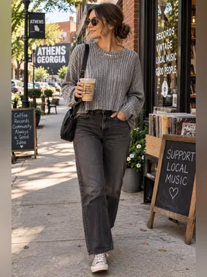 Billabong Womens Gray Ribbed Cropped Long Sleeve Top Relaxed Large L thumbnail 2