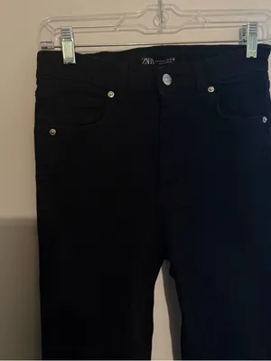 Zara Black Straight Leg Jeans with Ankle Slit thumbnail 3