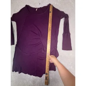 Free People We The Free Purple Thermal Waffle Knit Layered Tunic Top L thumbnail 9