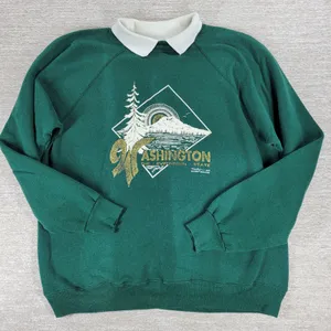 VTG Hanes Washington Evergreen State USA Collar Sweatshirt XL Green Marilyn ‘92 thumbnail 5