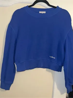 Rag & Bone Royal Blue Vintage Terry Crewneck Sweatshirt Cropped thumbnail 1
