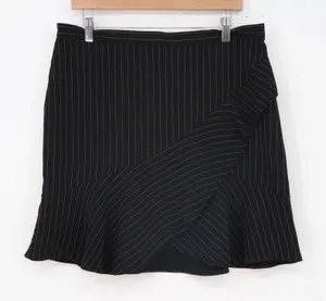Atmosphere Skirt Womens 12 Ruffle Hem Black Pinstripe Career Excellent thumbnail 1
