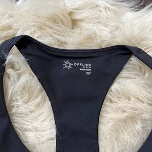 NWT Offline By Aerie Real Me Low Key Racerback Sports Bra Black S thumbnail 2
